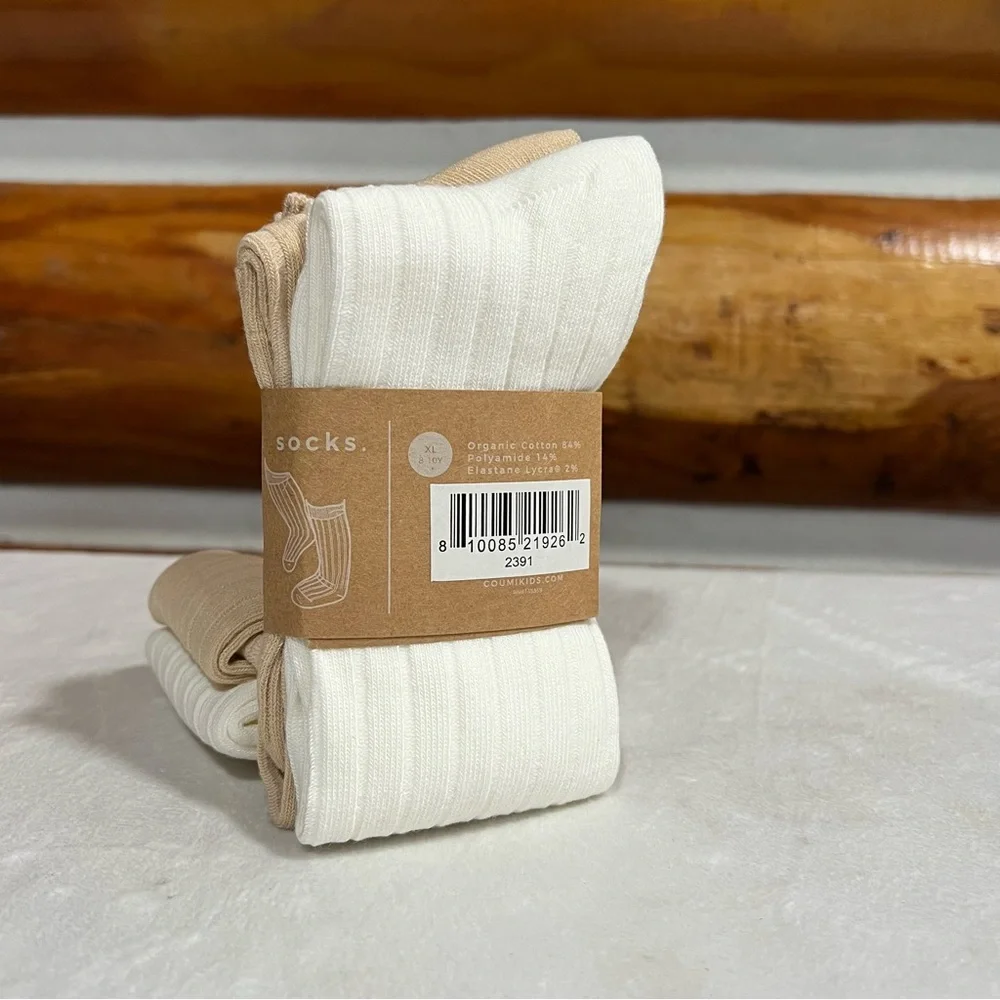 Goumi girl's tan and Cream 2 pack‎ of Socks